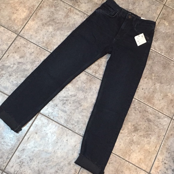 Zara Hi-rise Fray Hem Cuffed Ankle Jeans - Picture 1 of 13